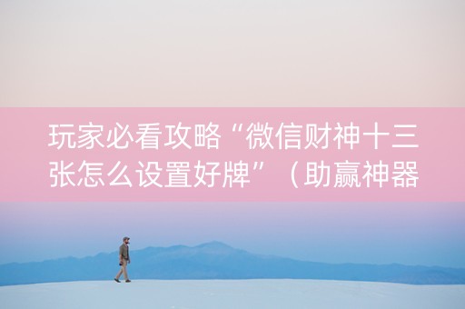 玩家必看攻略“微信财神十三张怎么设置好牌”（助赢神器购买)