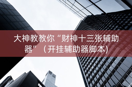 大神教教你“财神十三张辅助器”（开挂辅助器脚本)