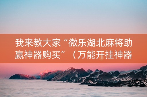 我来教大家“微乐湖北麻将助赢神器购买”（万能开挂神器)
