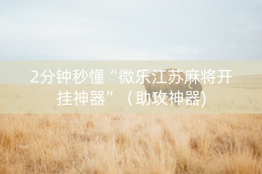 2分钟秒懂“微乐江苏麻将开挂神器”（助攻神器)