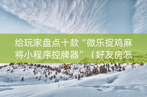 给玩家盘点十款“微乐捉鸡麻将小程序控牌器”（好友房怎么才能赢)