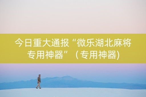 今日重大通报“微乐湖北麻将专用神器”（专用神器)