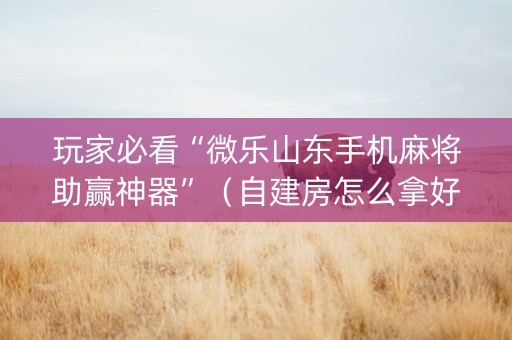 玩家必看“微乐山东手机麻将助赢神器”（自建房怎么拿好牌)