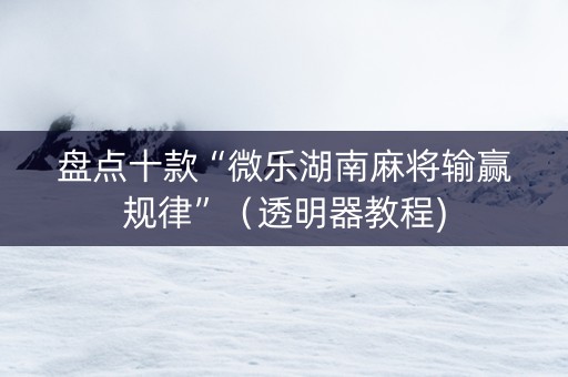 盘点十款“微乐湖南麻将输赢规律”（透明器教程)