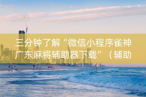三分钟了解“微信小程序雀神广东麻将辅助器下载”（辅助器下载)