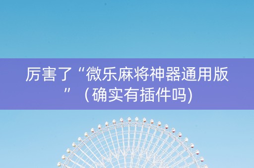 厉害了“微乐麻将神器通用版”（确实有插件吗)