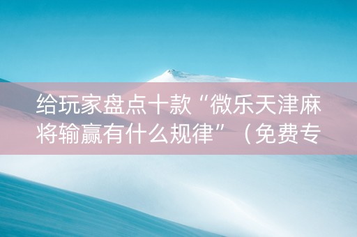 给玩家盘点十款“微乐天津麻将输赢有什么规律”（免费专用神器)