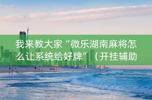 我来教大家“微乐湖南麻将怎么让系统给好牌”（开挂辅助脚本)