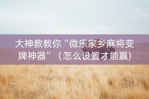 大神教教你“微乐家乡麻将变牌神器”（怎么设置才能赢)