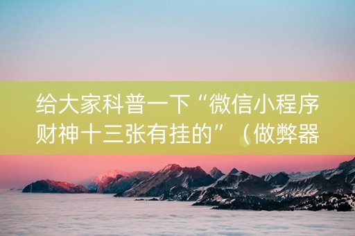 给大家科普一下“微信小程序财神十三张有挂的”（做弊器软件下载)
