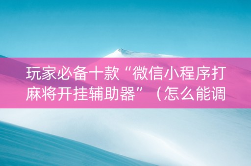 玩家必备十款“微信小程序打麻将开挂辅助器”（怎么能调好牌)