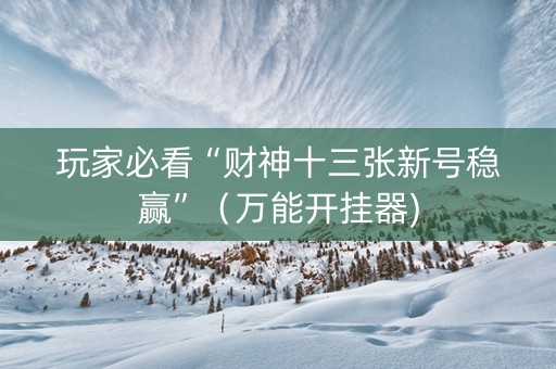玩家必看“财神十三张新号稳赢”（万能开挂器)