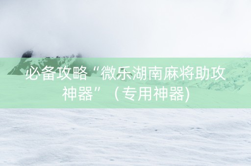 必备攻略“微乐湖南麻将助攻神器”（专用神器)