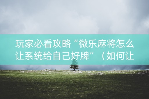 玩家必看攻略“微乐麻将怎么让系统给自己好牌”（如何让系统发好牌)