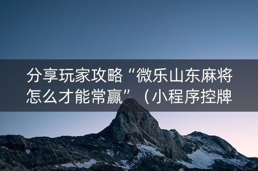 分享玩家攻略“微乐山东麻将怎么才能常赢”（小程序控牌器)