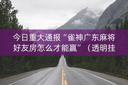 今日重大通报“雀神广东麻将好友房怎么才能赢”（透明挂辅助器)