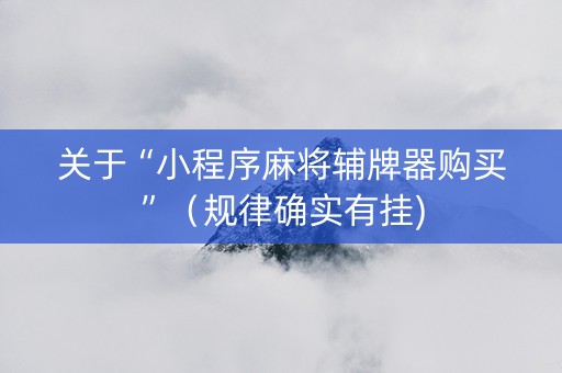 关于“小程序麻将辅牌器购买”（规律确实有挂)