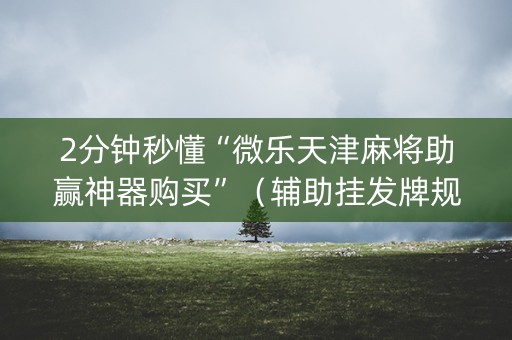 2分钟秒懂“微乐天津麻将助赢神器购买”（辅助挂发牌规律)
