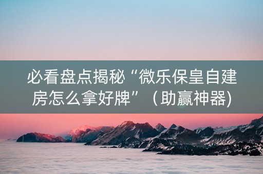必看盘点揭秘“微乐保皇自建房怎么拿好牌”（助赢神器)