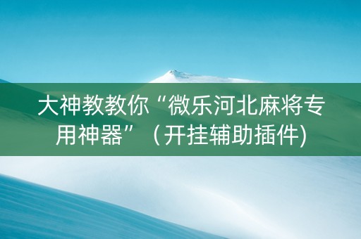大神教教你“微乐河北麻将专用神器”（开挂辅助插件)
