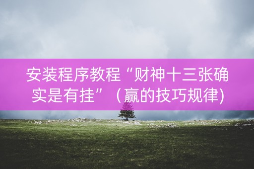 安装程序教程“财神十三张确实是有挂”（赢的技巧规律)