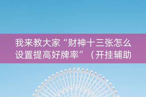 我来教大家“财神十三张怎么设置提高好牌率”（开挂辅助器脚本)