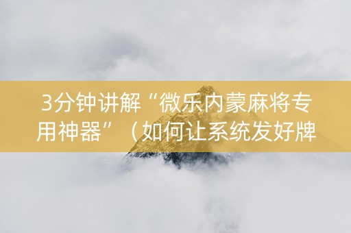 3分钟讲解“微乐内蒙麻将专用神器”（如何让系统发好牌)