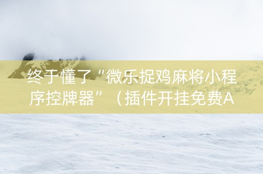 终于懂了“微乐捉鸡麻将小程序控牌器”（插件开挂免费AI)