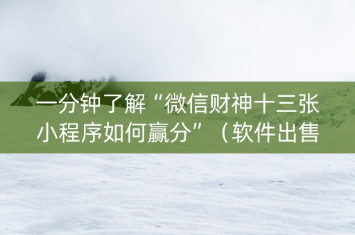 一分钟了解“微信财神十三张小程序如何赢分”（软件出售)