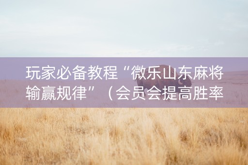 玩家必备教程“微乐山东麻将输赢规律”（会员会提高胜率吗)
