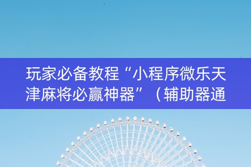 玩家必备教程“小程序微乐天津麻将必赢神器”（辅助器通用版)
