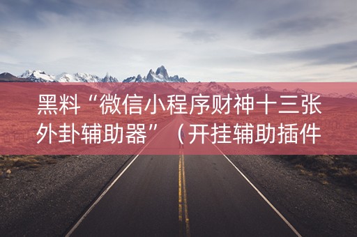 黑料“微信小程序财神十三张外卦辅助器”（开挂辅助插件)