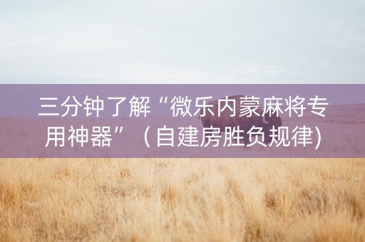 三分钟了解“微乐内蒙麻将专用神器”（自建房胜负规律)
