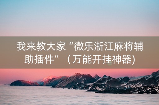 我来教大家“微乐浙江麻将辅助插件”（万能开挂神器)