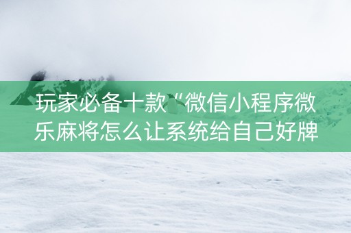 玩家必备十款“微信小程序微乐麻将怎么让系统给自己好牌”（必赢神器辅助器)