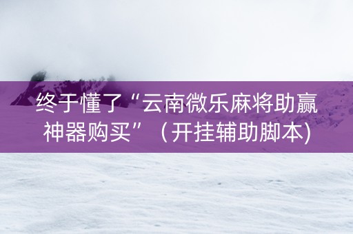 终于懂了“云南微乐麻将助赢神器购买”（开挂辅助脚本)