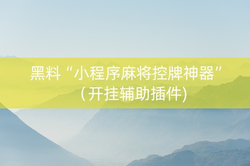 黑料“小程序麻将控牌神器”（开挂辅助插件)