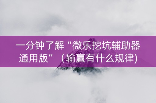一分钟了解“微乐挖坑辅助器通用版”（输赢有什么规律)