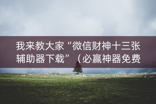 我来教大家“微信财神十三张辅助器下载”（必赢神器免费安装)