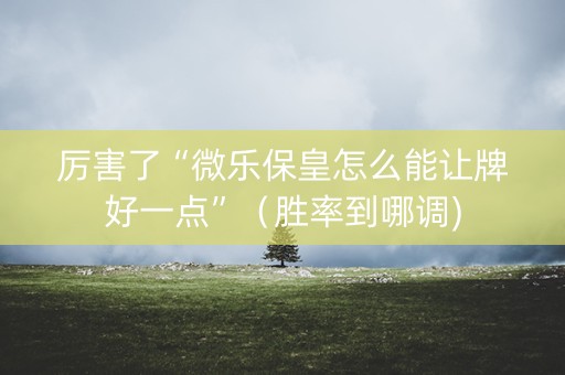 厉害了“微乐保皇怎么能让牌好一点”（胜率到哪调)