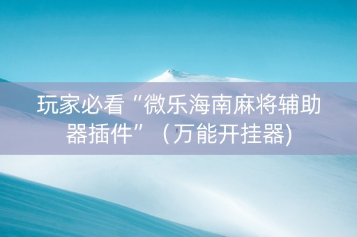 玩家必看“微乐海南麻将辅助器插件”（万能开挂器)