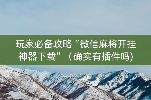 玩家必备攻略“微信麻将开挂神器下载”（确实有插件吗)