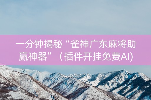 一分钟揭秘“雀神广东麻将助赢神器”（插件开挂免费AI)