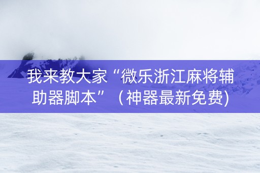 我来教大家“微乐浙江麻将辅助器脚本”（神器最新免费)