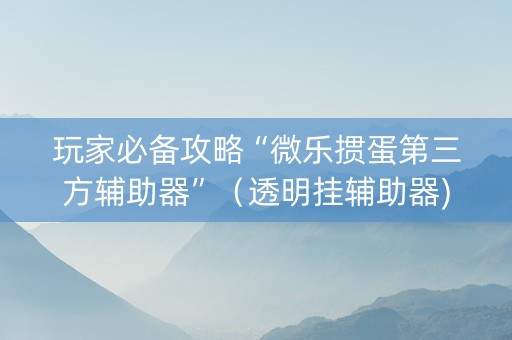 玩家必备攻略“微乐掼蛋第三方辅助器”（透明挂辅助器)