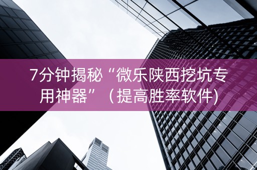 7分钟揭秘“微乐陕西挖坑专用神器”（提高胜率软件)