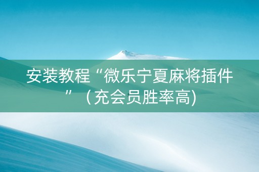 安装教程“微乐宁夏麻将插件”（充会员胜率高)