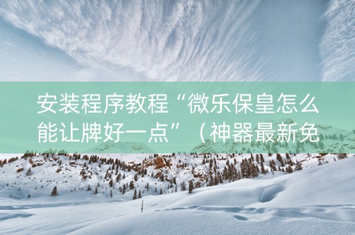 安装程序教程“微乐保皇怎么能让牌好一点”（神器最新免费)