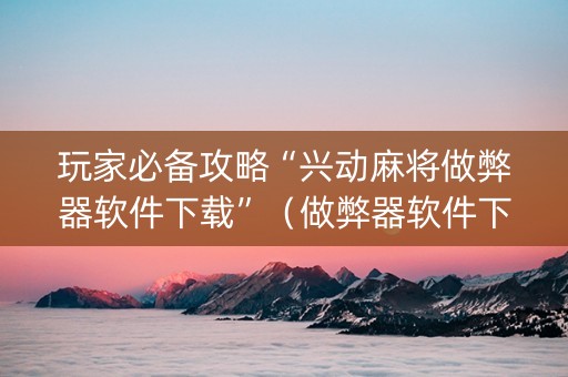 玩家必备攻略“兴动麻将做弊器软件下载”（做弊器软件下载)