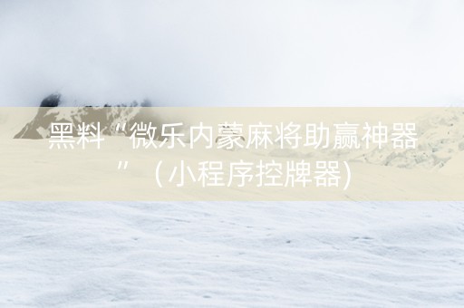 黑料“微乐内蒙麻将助赢神器”（小程序控牌器)